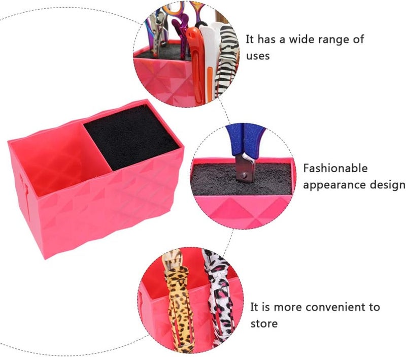 Uonlytech Hairdressing Scissor Holder Pink Haircut Tool Storage Box Barber Shears Organizer for Home Salon or Barbershop - Image 4